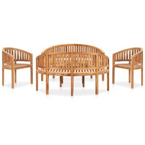 vidaXL Salon de jardin 5 pcs en forme de banane Bois de teck solide