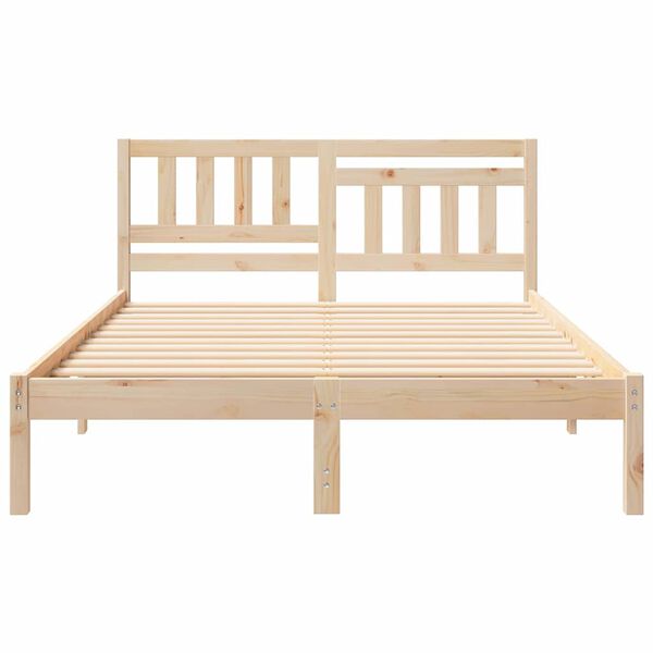 vidaXL Cadre de lit avec t&ecirc;te de lit Marron 140 x 190 cm Pin massif