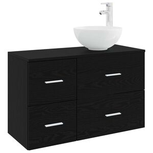 vidaXL Ensemble de mobilier de salle de bain 2 pc Ch&ecirc;ne noir