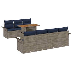 vidaXL Ensemble de canap&eacute; de jardin 8 pcs gris et bleu marine