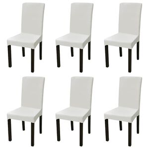 vidaXL Housses de chaise &eacute;lastiques droites 6 pcs Cr&egrave;me