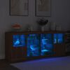 vidaXL Buffet avec lumi&egrave;res LED ch&ecirc;ne marron 163x37x67 cm
