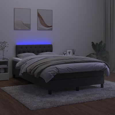 vidaXL Sommier à lattes de lit et matelas LED noir 120x190 cm velours