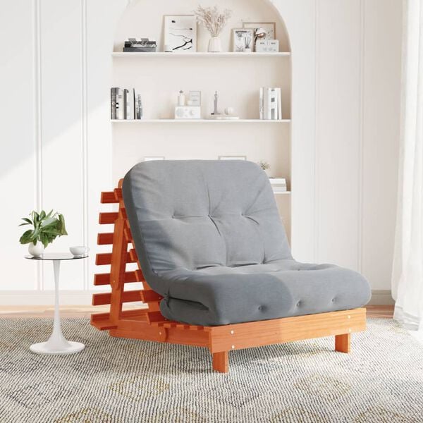 vidaXL Canap&eacute;-lit futon avec matelas 90x206x11 cm bois massif de pin