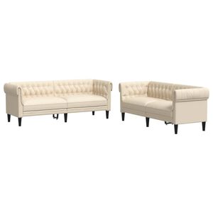 vidaXL Ensemble de canap&eacute;s 2 pcs cr&egrave;me tissu