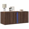 vidaXL Meuble TV mural avec lumi&egrave;res LED ch&ecirc;ne marron 80x31x35 cm