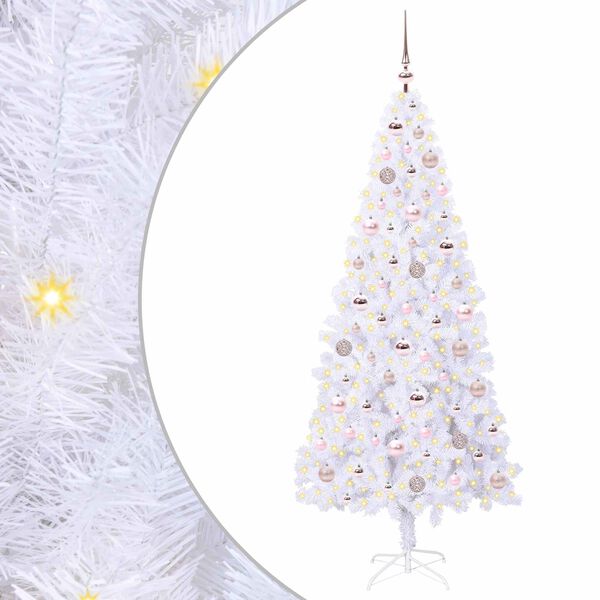 vidaXL Sapin de No&euml;l artificiel avec 300 LED Blanc 180 cm PVC et Acier