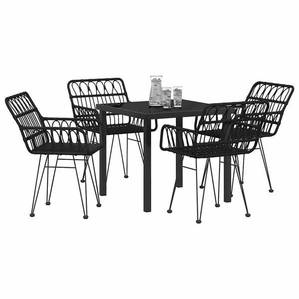 vidaXL Ensemble de salle &agrave; manger pour jardin 5 pcs Noir
