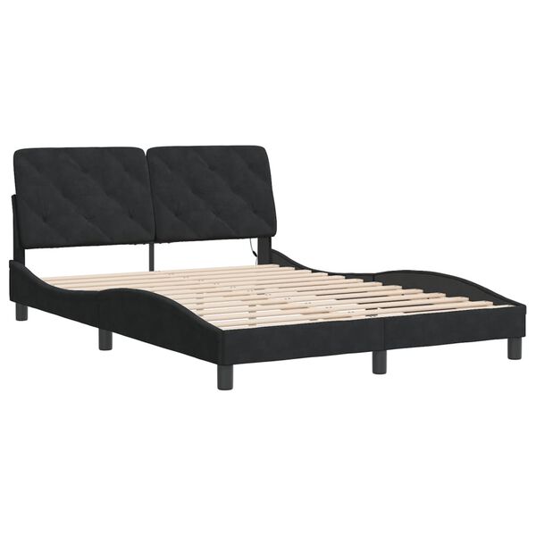 vidaXL Cadre de lit avec LED sans matelas noir 140x200 cm velours