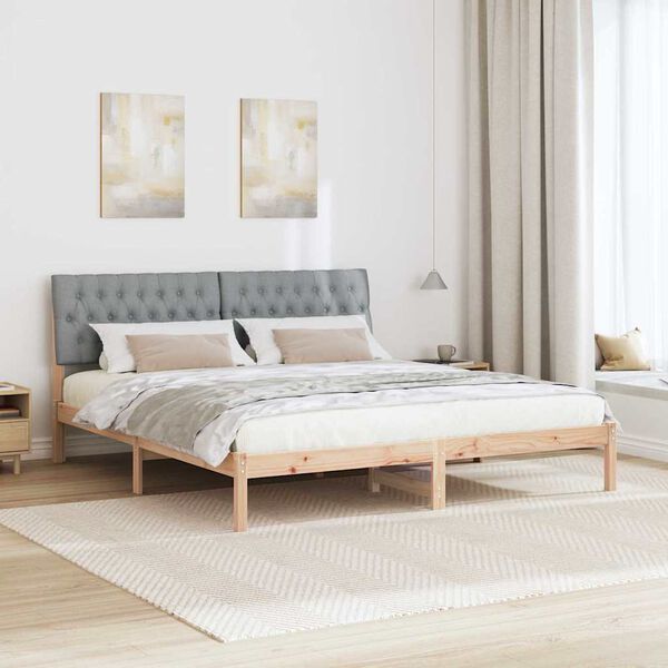 vidaXL Cadre de lit avec t&ecirc;te de lit rembourr&eacute;e Marron 180 x 200 cm