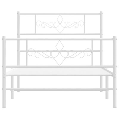 vidaXL Cadre de lit métal avec tête de lit/pied de lit blanc 90x190 cm