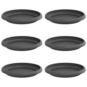 vidaXL Plateau &agrave; fleurs rond 6 pc Noir &Oslash; 14 x 2 cm Plastique