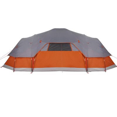 vidaXL Tente à dôme 11 personnes gris et orange imperméable