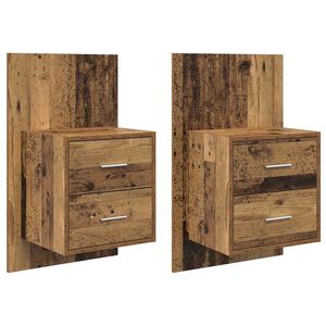 vidaXL Cabinet de chevet mural 2 pc Bois Ancien 48,5 x 32,5 x 80 cm