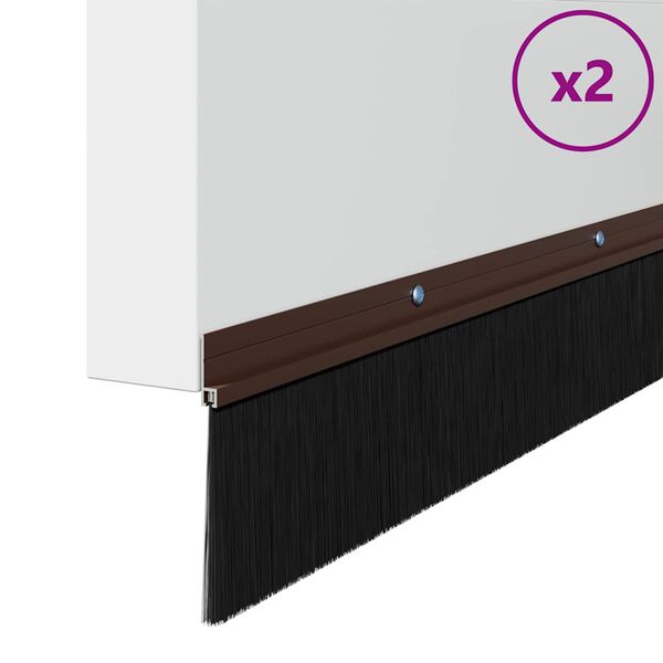 vidaXL Brosses d'&eacute;tanch&eacute;it&eacute; pour porte &agrave; visser 2 pcs Marron 100 cm