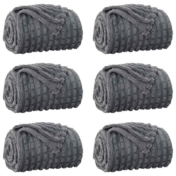 vidaXL Couvertures &agrave; jeter 6 pcs Gris fonc&eacute; 150 x 130 cm Toison