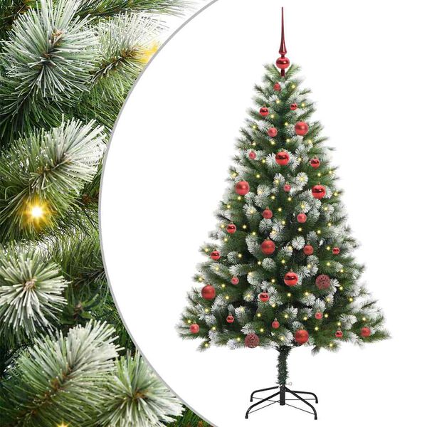 vidaXL Sapin de No&euml;l artificiel &agrave; charni&egrave;re avec neige en flocons