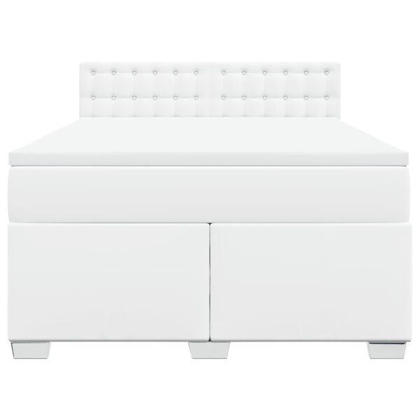 vidaXL Sommier à lattes de lit avec matelas Blanc 140x190cm Similicuir