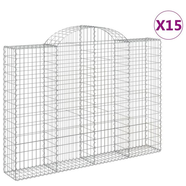 vidaXL Paniers &agrave; gabions arqu&eacute;s 15 pcs 200x30x140/160 cm Fer galvanis&eacute;
