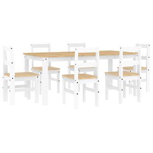 vidaXL Ensemble &agrave; manger Panama 7 pcs blanc bois de pin massif