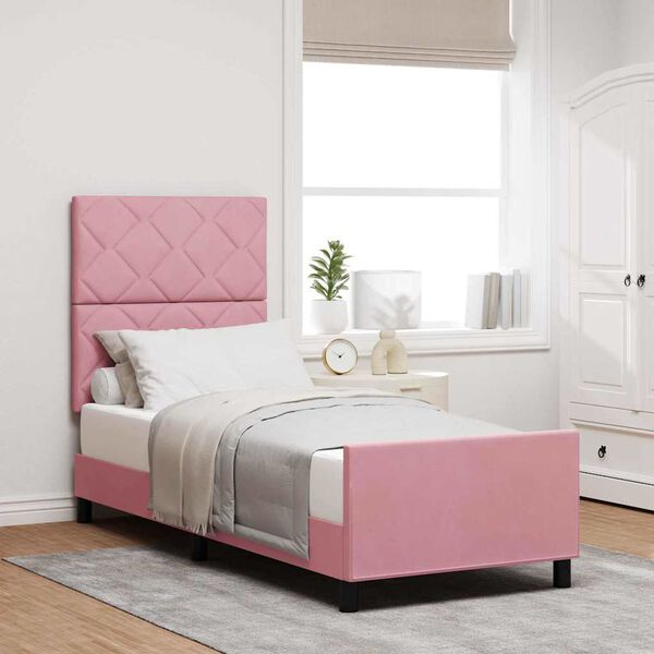 vidaXL Lit &agrave; ressorts avec t&ecirc;te de lit Rose 80 x 200 cm Velours