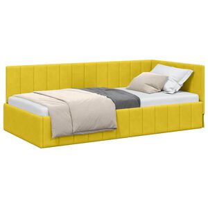 vidaXL Cadre de lit d'angle Jaune 90 cm x 200 cm Velours