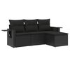 vidaXL Salon de jardin 4 pcs avec coussins noir r&eacute;sine tress&eacute;e