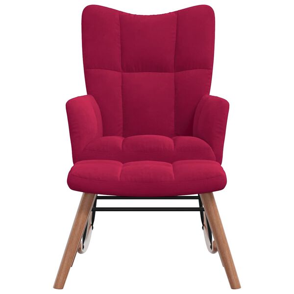 vidaXL Chaise &agrave; bascule avec repose-pied Rouge bordeaux Velours