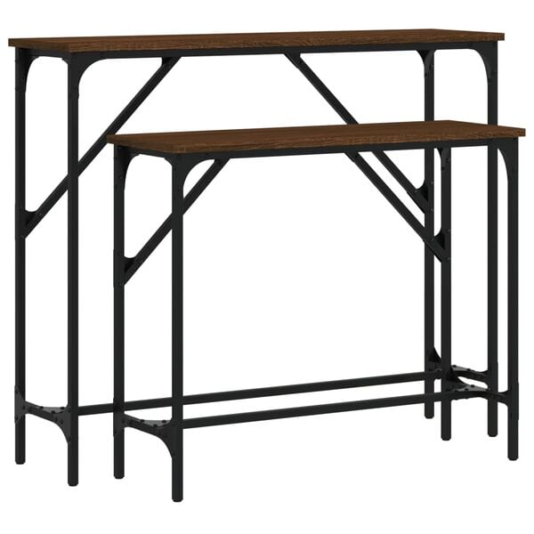 vidaXL Tables console 2 pcs chêne marron bois d'ingénierie