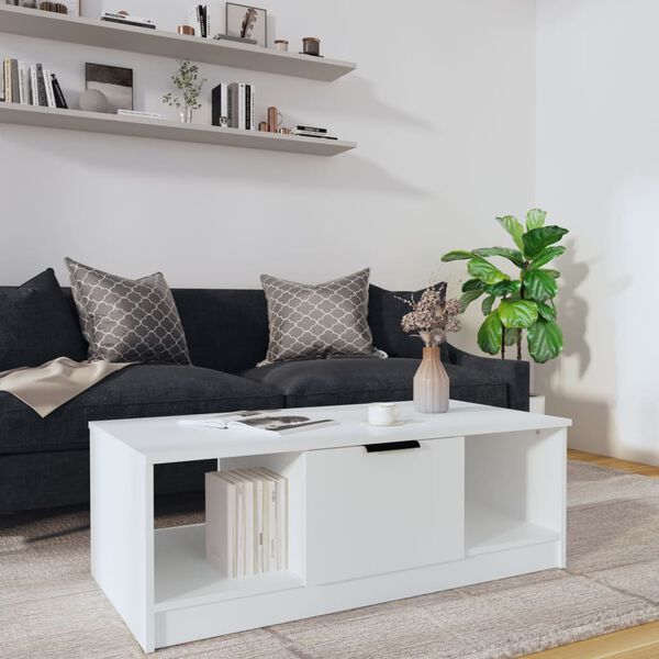 vidaXL Table basse blanc 102x50x36 cm bois d'ing&eacute;nierie