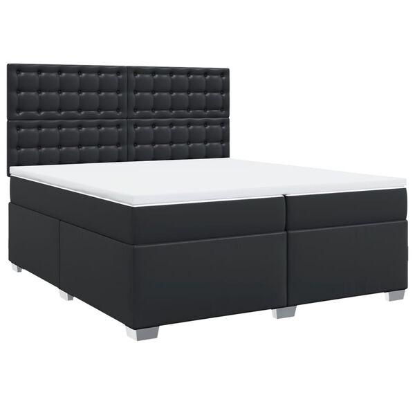 vidaXL Sommier à lattes de lit avec matelas Noir 200x200 cm Similicuir