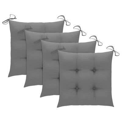 vidaXL Chaises de jardin lot de 4 et coussins gris Bois de teck solide