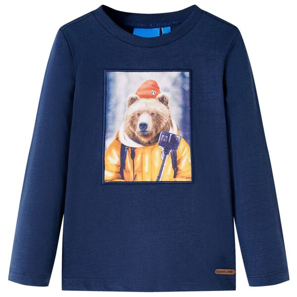 T-shirt enfants &agrave; manches longues m&eacute;lange bleu marine 104