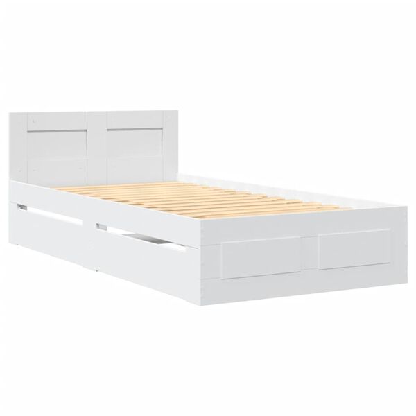 vidaXL Cadre de lit avec t&ecirc;te de lit sans matelas blanc 90x190 cm