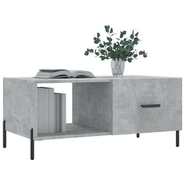 vidaXL Table basse gris b&eacute;ton 90x50x40 cm bois d'ing&eacute;nierie