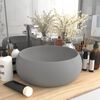 vidaXL Lavabo rond de luxe Gris clair mat 40x15 cm C&eacute;ramique