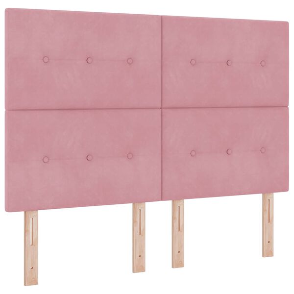 vidaXL Lit &agrave; ressort LED avec matelas Rose 160 x 200 cm tissu