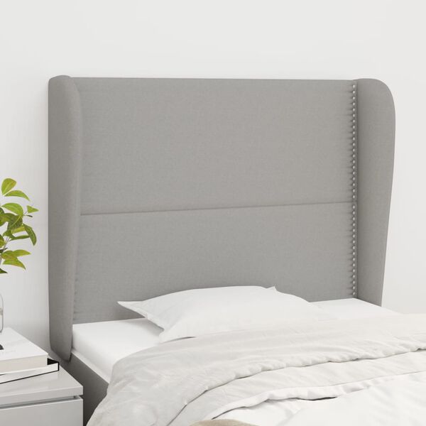 vidaXL T&ecirc;te de lit avec oreilles Gris clair 83x23x118/128 cm Tissu