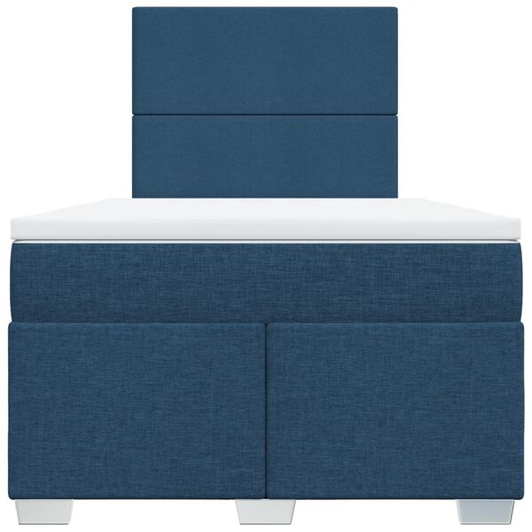 vidaXL Sommier &agrave; lattes de lit avec matelas bleu 120x190 cm tissu