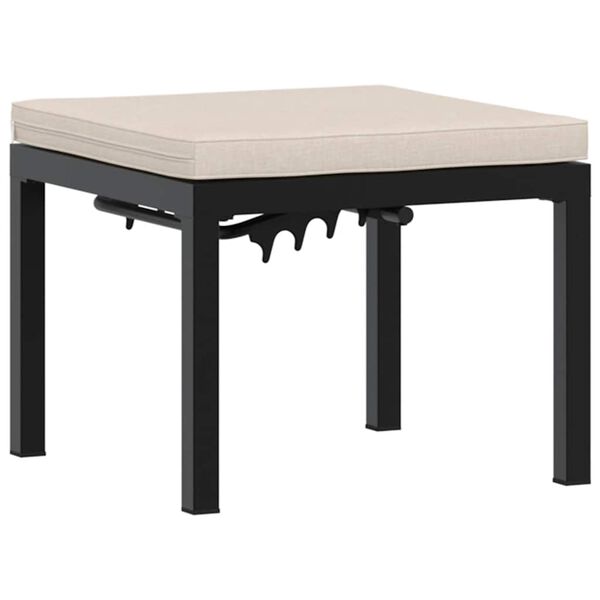 vidaXL Tabouret de jardin avec coussin noir acier enduit de poudre