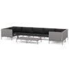 vidaXL Salon de jardin 8 pcs avec coussins R&eacute;sine tress&eacute;e Gris fonc&eacute;