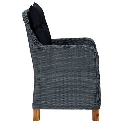 vidaXL Ensemble à manger 9 pcs avec coussins résine tressée gris foncé