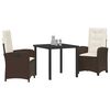 vidaXL Ensemble de salle &agrave; manger pour jardin 3 pcs Marron polyrotin