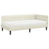vidaXL Cadre de lit d'angle avec matelas Cr&egrave;me 90 x 190 cm Velours