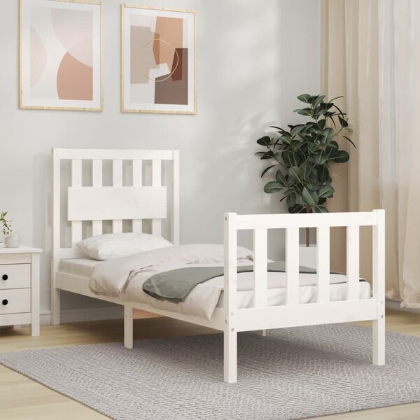 vidaXL Cadre de lit sans matelas blanc bois de pin massif