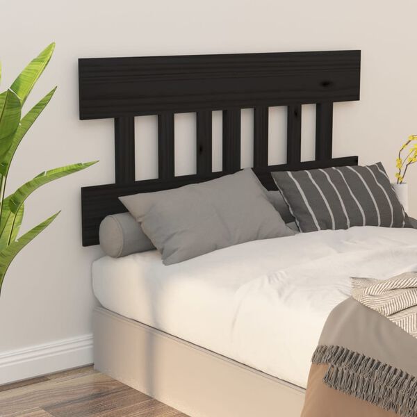 vidaXL T&ecirc;te de lit Noir 153,5x3x81 cm Bois massif de pin