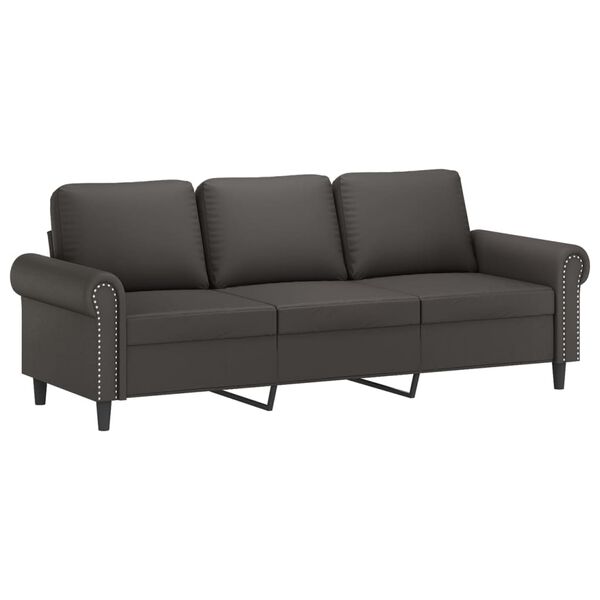 vidaXL Canap&eacute; &agrave; 3 places avec repose-pieds Gris 180 cm Similicuir