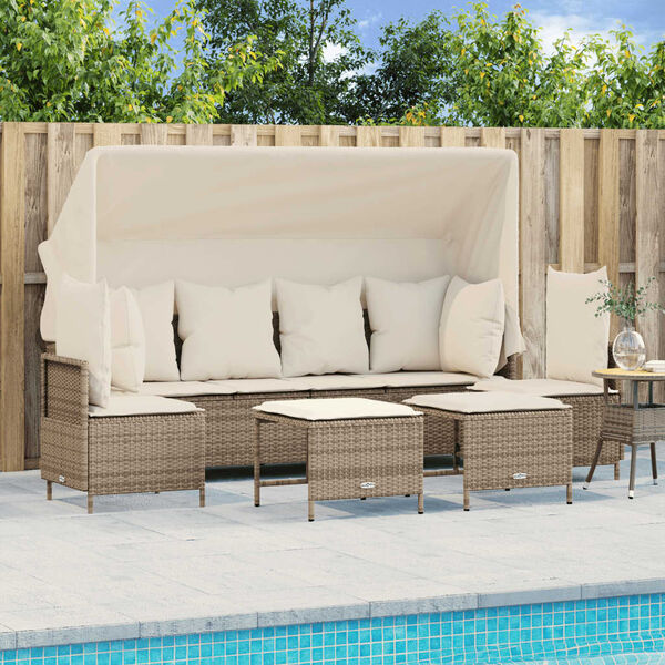 vidaXL Salon de jardin avec coussins 5 pcs beige r&eacute;sine tress&eacute;e