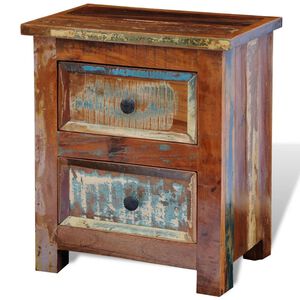 vidaXL Table de chevet avec 2 tiroirs Bois massif recycl&eacute;