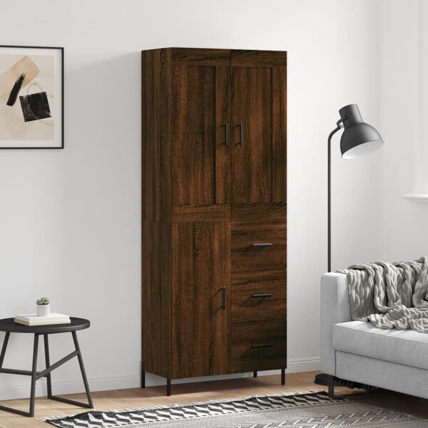 vidaXL Buffet haut Ch&ecirc;ne marron 69,5x34x180 cm Bois d'ing&eacute;nierie